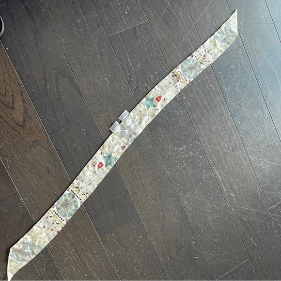 Christian Dior Ribbon Scarf Off White/Multicolor mitzah scarf Silk twilly - Picture 4 of 4